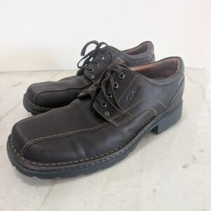 Clarks Men’s Brown Leather Lace-Up Oxford Shoes Size 13